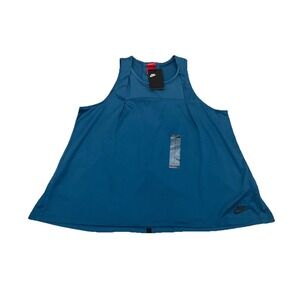 NWT NIKE Bonded Top Athletic Tank Top M Blue Relaxed Fit Breathable Lightweight